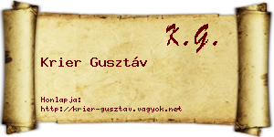 Krier Gusztáv névjegykártya